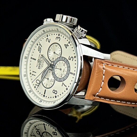 NEW Invicta 48MM Men's S1 Rally Quartz Multifunction White Dial Leather Watch - Picture 4 of 6